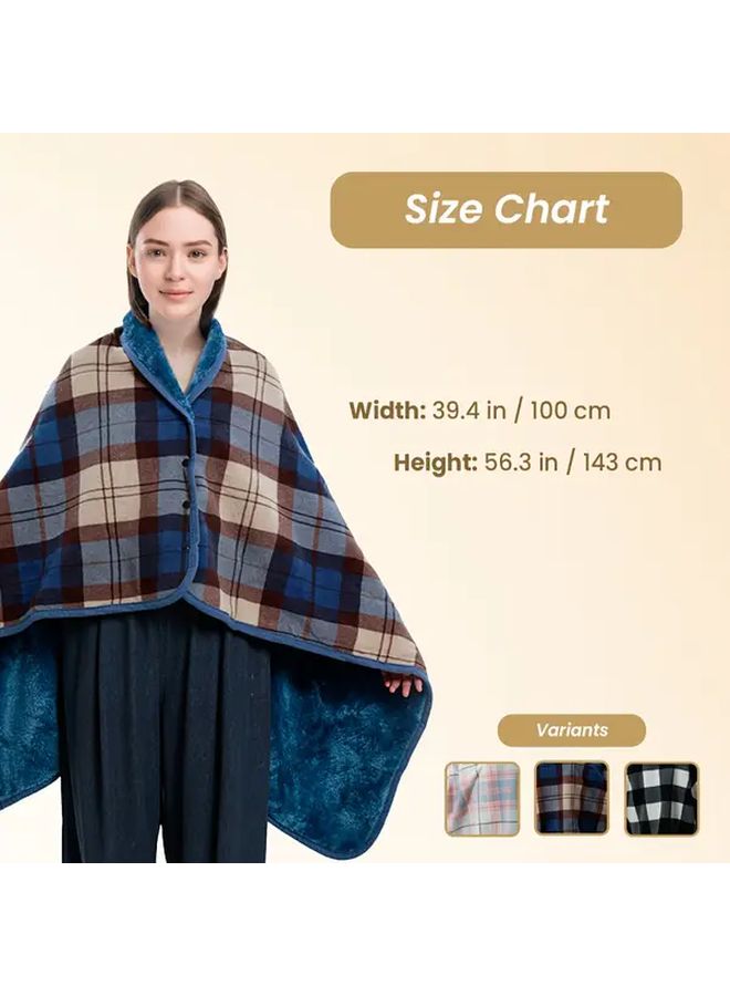 Wearable Plush Coral Cape Blanket Shawl Double Layer Sleeveless Warm Coat Outdoor Home Beige - Image 4